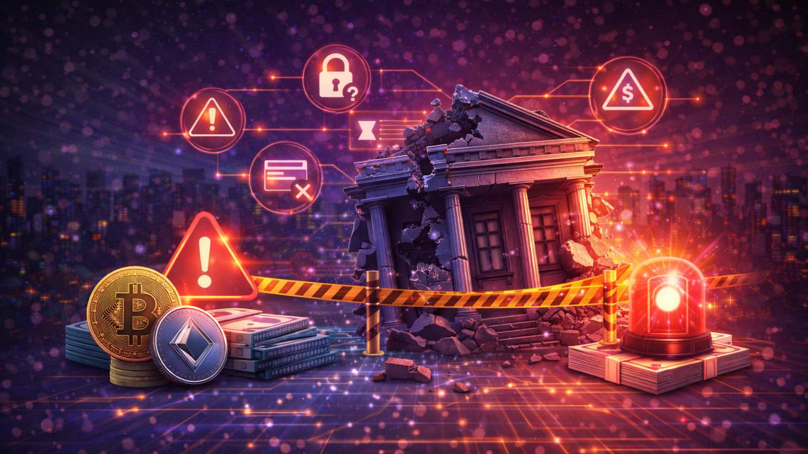 Crypto company banking risk showing compliance gaps that lead to account closures